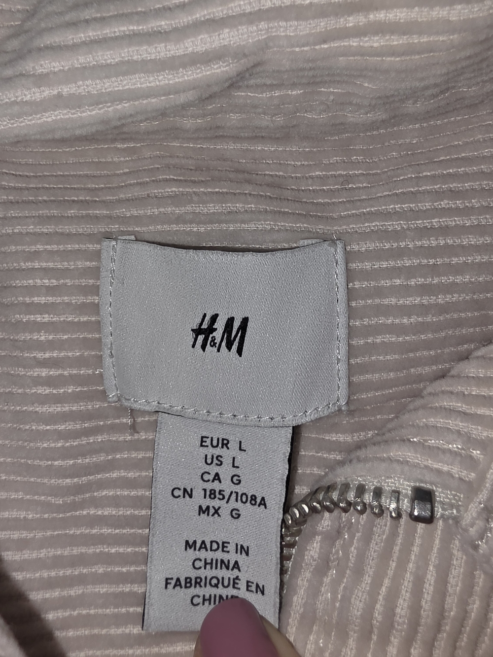 H&M Light Beige Corduroy Zip Jacket - Picture 2 of 3